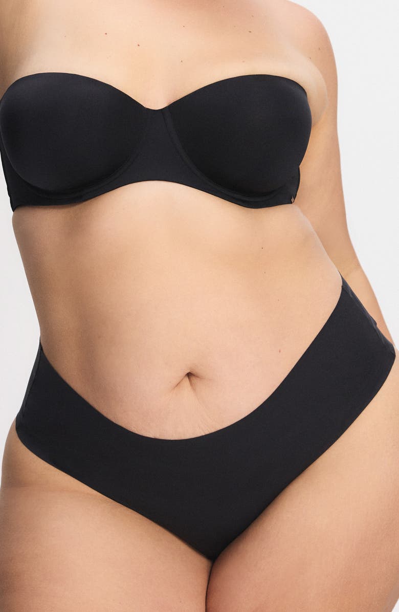 SAVAGE X FENTY Microfiber No-Show Hipster Briefs, Alternate, color, Black Caviar