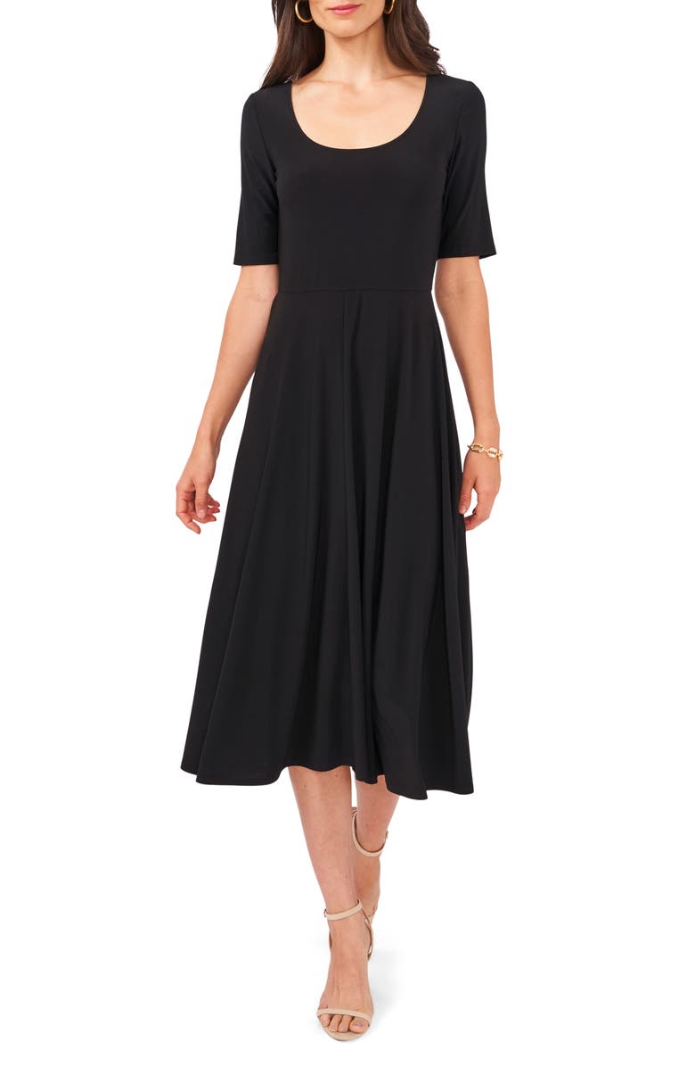 Chaus Elbow Sleeve Fit & Flare Knit Dress, Main, color, 