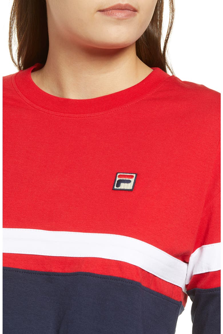 Vivian Crop Tee, Alternate, color, CHINESE RED/ PEA COAT/ WHITE