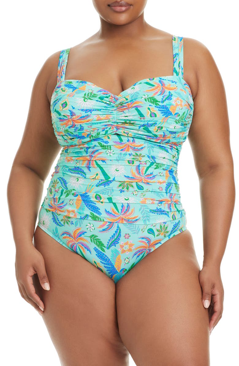 BLEU by Rod Beattie Mio Underwire Shirred One-Piece Swimsuit, Main, color, 