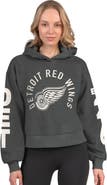 STARTER Women's Starter  Heather Charcoal Detroit Red Wings Star Player Cropped Fleece Hoodie