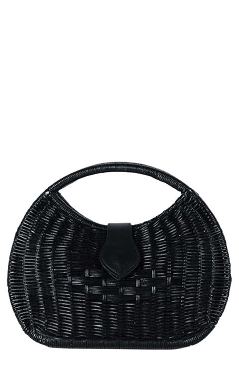 Artemiss Rattan Half Moon Clutch