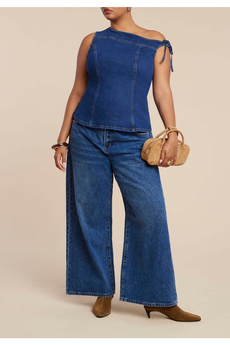 Asym Denim Top, Alternate, color, MEDIUM WASH