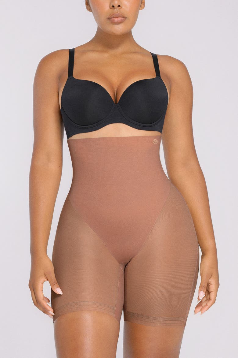 High Waist Butt Lifting Shapewear Shorts, Main, color, Bronze