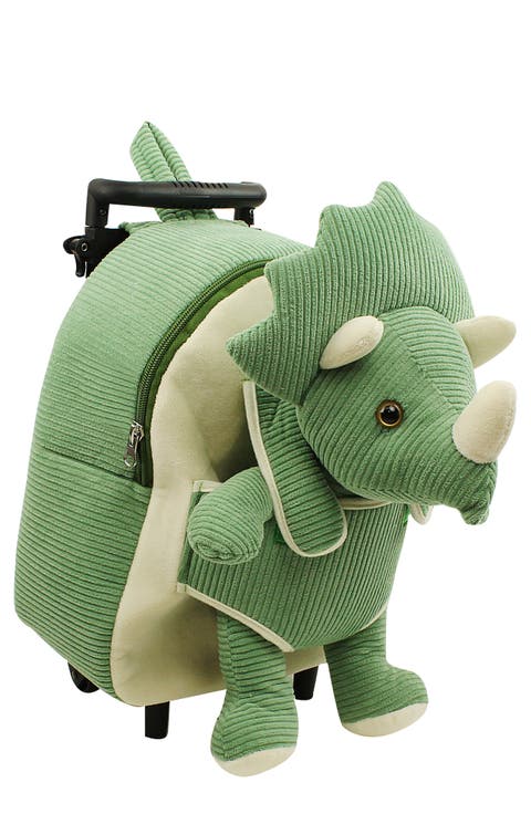 Kids' Dino Trolley Rolling Backpack with Removable Stuffed Animal