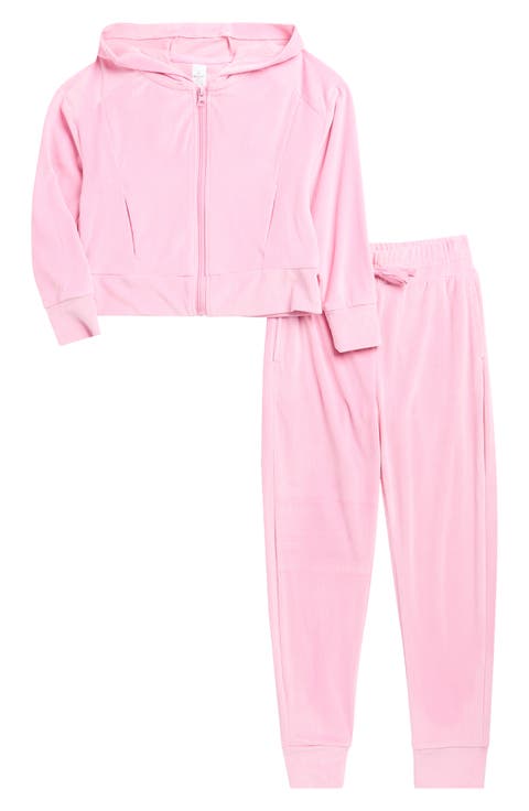 Kids' Rib Velour Castle Zip Hoodie & Joggers Set (Big Kid)