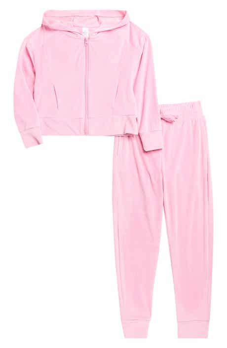 90 DEGREE BY REFLEX Kids' Rib Velour Castle Zip Hoodie & Joggers Set