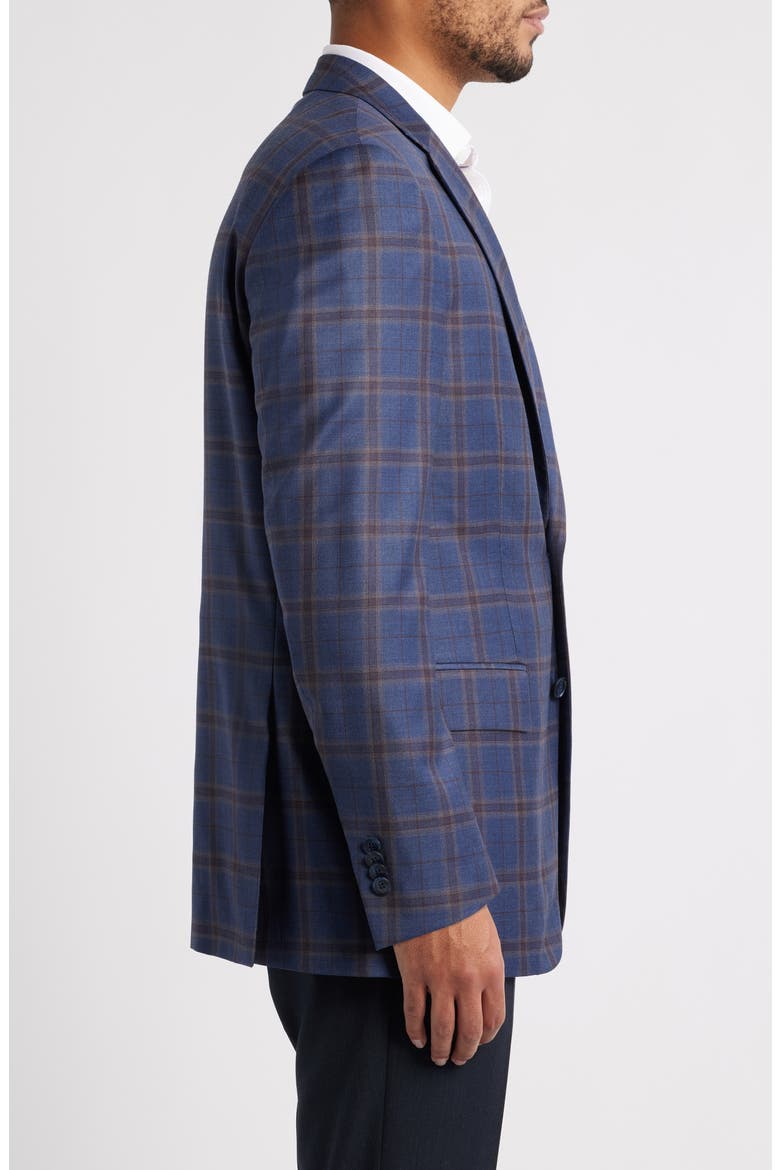 Flynn Classic Fit Navy & Brown Plaid Wool Sport Coat, Alternate, color, BLUE
