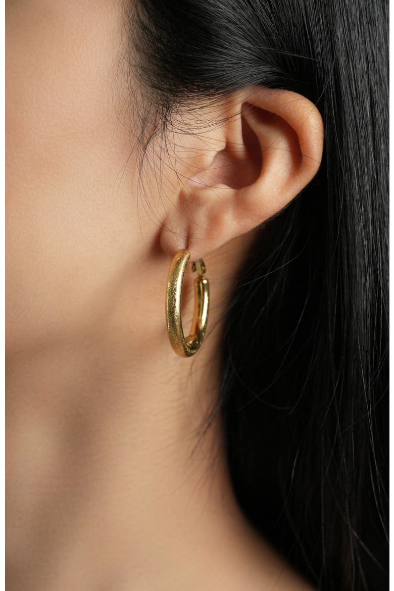 Retro Small Hoop Earrings, Alternate, color, Gold