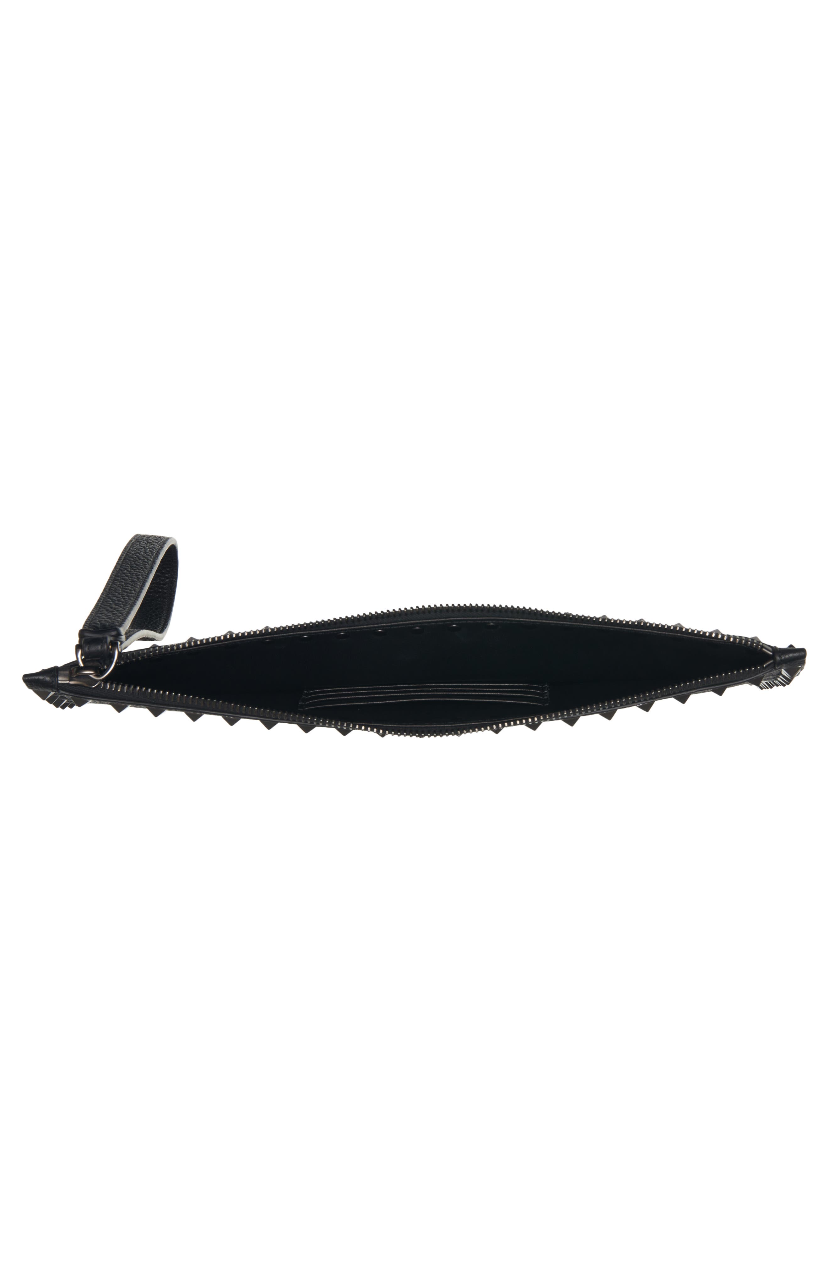 Rockstud Grainy Leather Pouch, Alternate, color, NERO