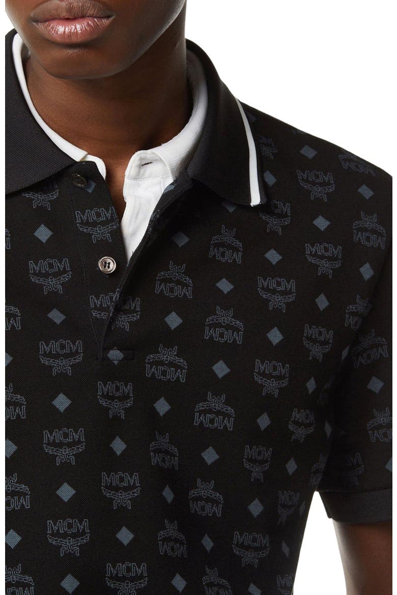 Monogram Jacquard Polo Shirt, Alternate, color, Black