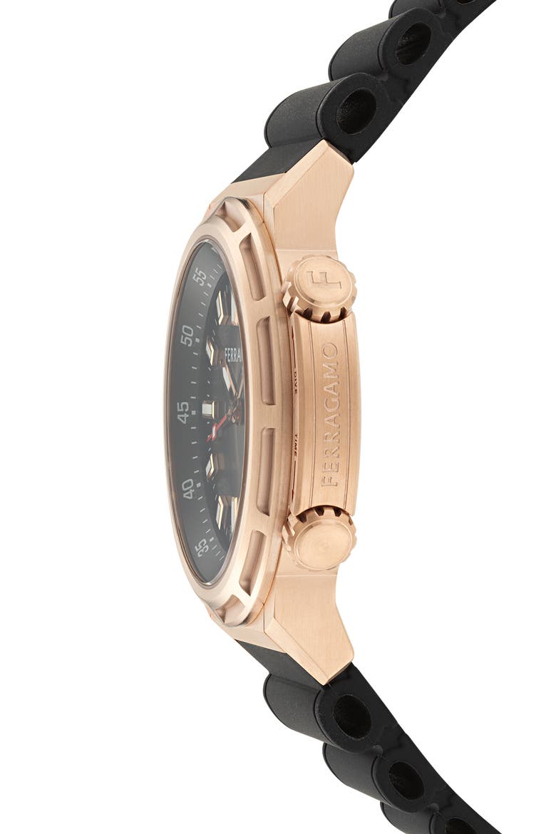 Sport Silicone Strap Watch, 46mm, Alternate, color, IP ROSE GOLD