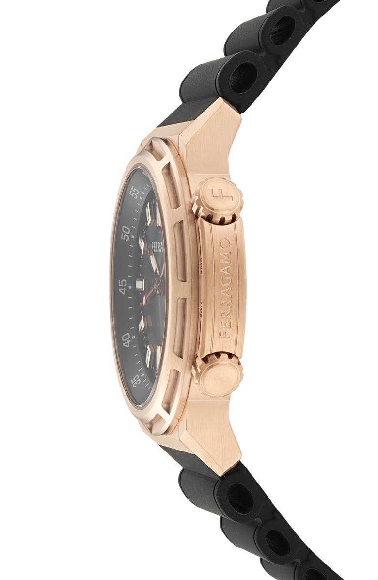 FERRAGAMO Sport Silicone Strap Watch, 46mm, Alternate, color, 