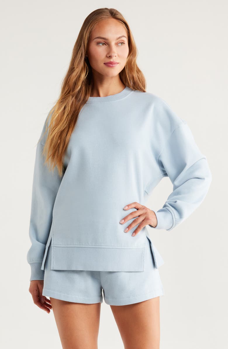 Zella Ultracozy Fleece Relaxed Sweatshirt, Main, color, Blue Fog