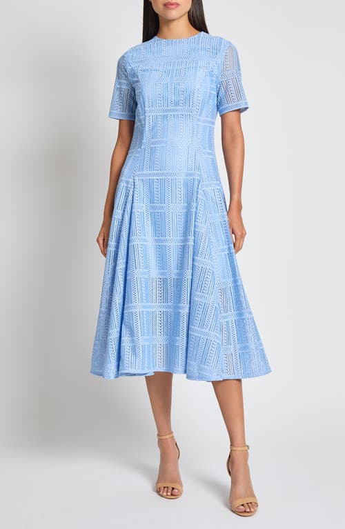 Misook Linear Lace Midi Dress In Arctic