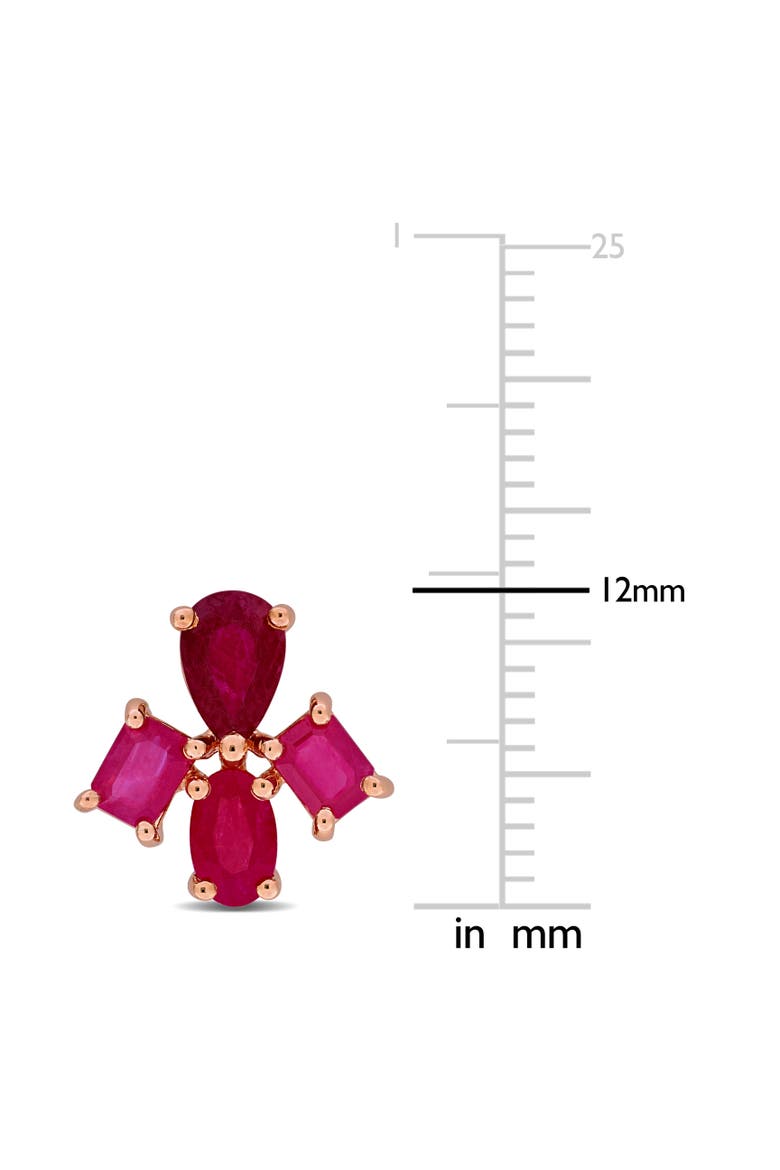 Ruby Floral Cluster Stud Earrings Rose-Plated, Alternate, color, Ruby