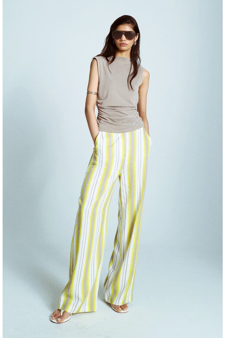 Stripe Wide Leg Slouch Pants, Main, color, WHITE MULTI