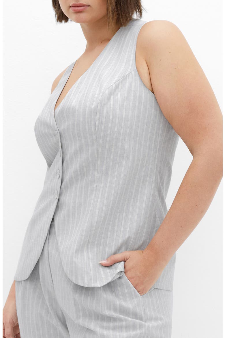 Jaz Stripe Cutaway Vest, Alternate, color, SILVER STRIPE