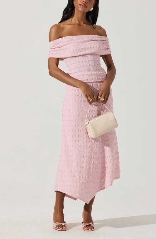 Astr The Label Off The Shoulder Textured Knit Top In Pink