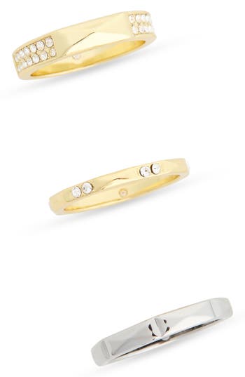 Covet Set Of 3 Two-tone Pyramid Band Rings