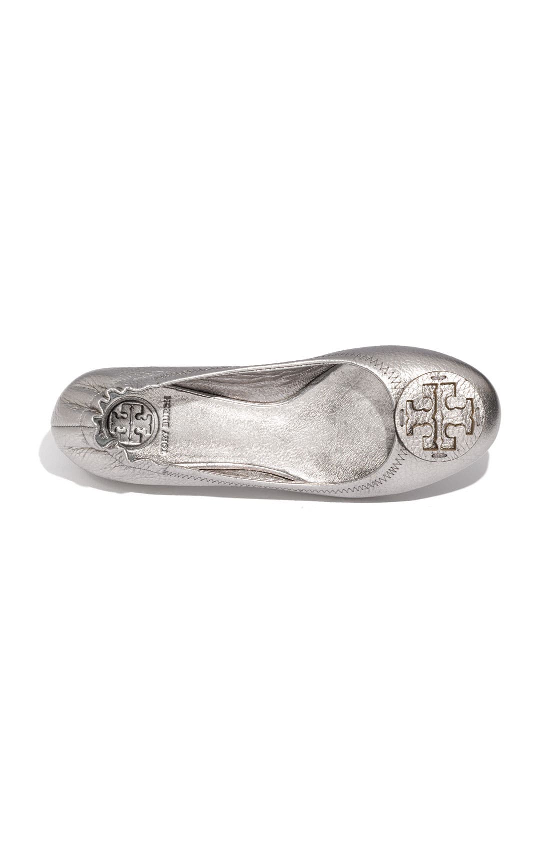 Tory Burch 'Reva' Metallic Tumbled Flat, Alternate, color, 