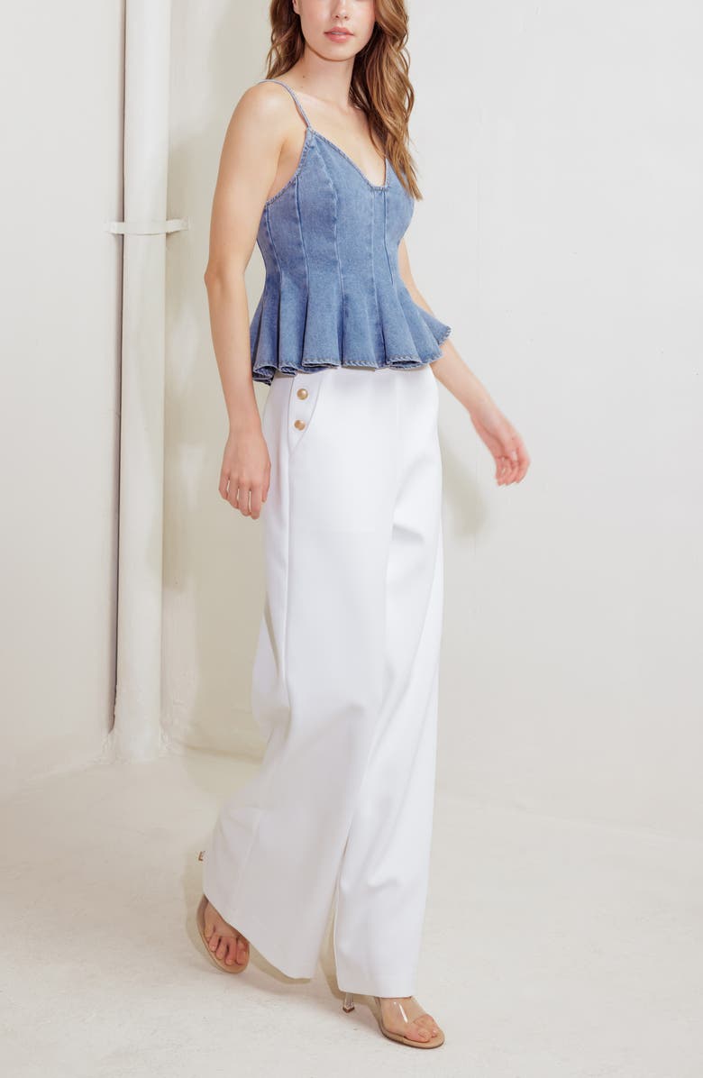 FREEMARKET Denim Peplum Top, Alternate, color, Light Denim