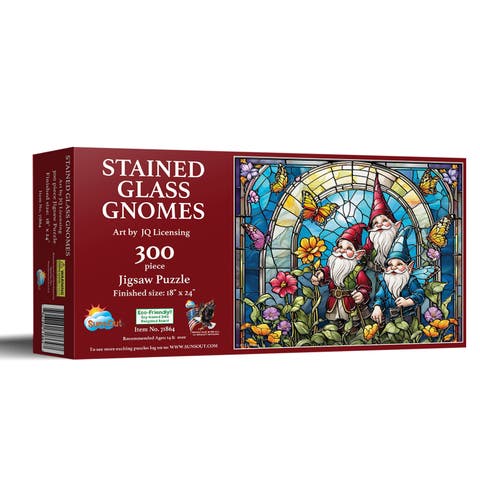 Stained Glass Gnomes 300 piece Jigsaw Puzzle for Adults