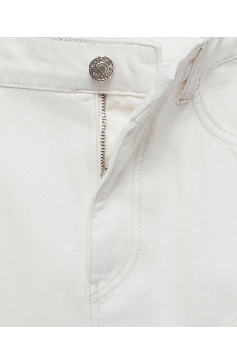 MANGO Asymmetric Raw Hem Denim Midi Skirt, Alternate, color, Off White