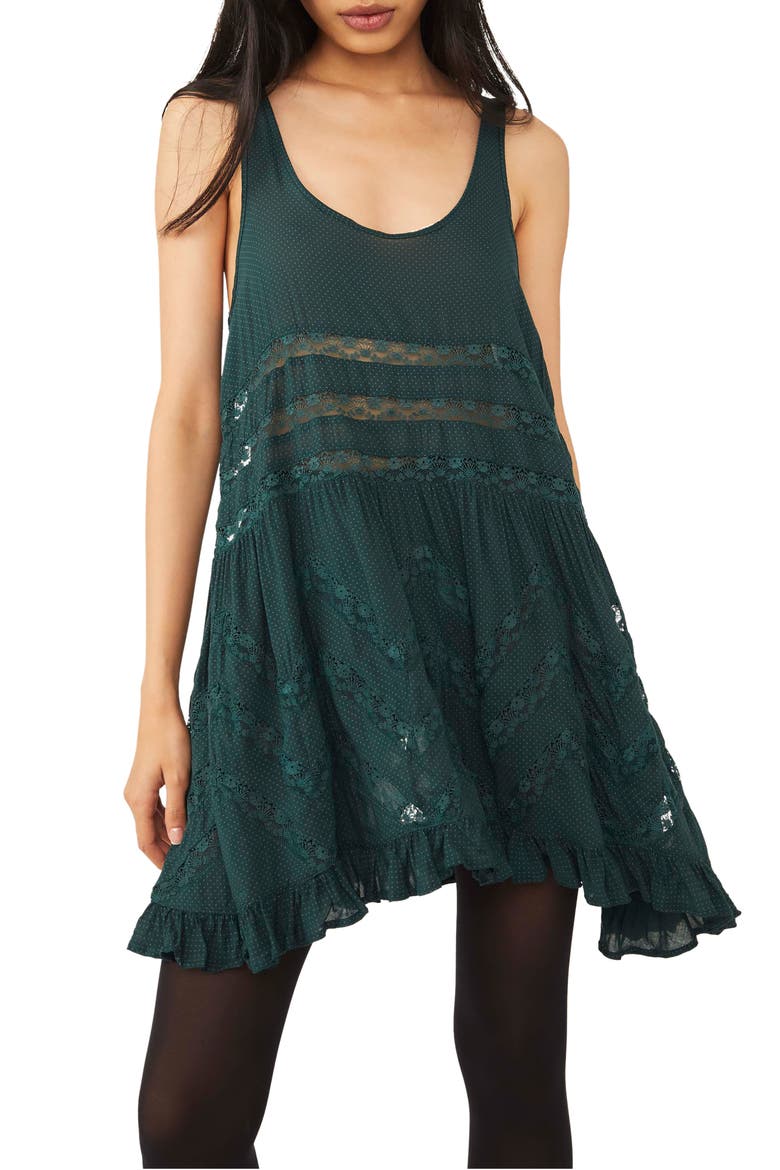 Swingy Lace Inset Tunic, Main, color, VINE GREEN COMBO