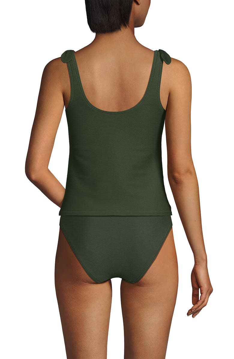 Lands' End Ottoman Rib Tie Shoulder Tankini Top, Alternate, color, Rich Olive Green Ottoman