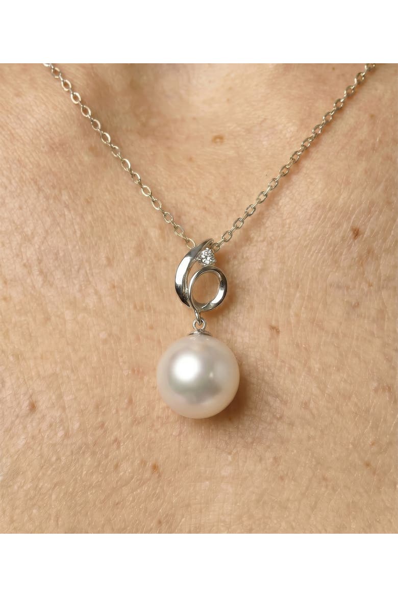 14K Gold South Sea Pearl & Diamond Symphony Pendant, Alternate, color, White Gold