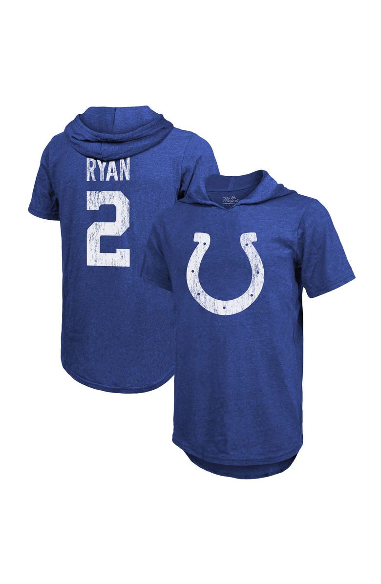 Majestic Threads Men's Majestic Threads Matt Ryan Royal Indianapolis Colts Player Name & Number Short Sleeve Hoodie T-Shirt, Main, color, 