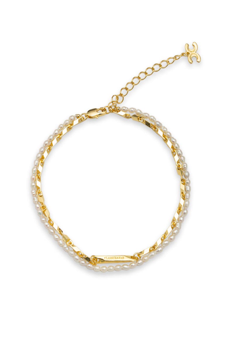 Classicharms Madison Layered Freshwater Pearl Anklet, Main, color, 