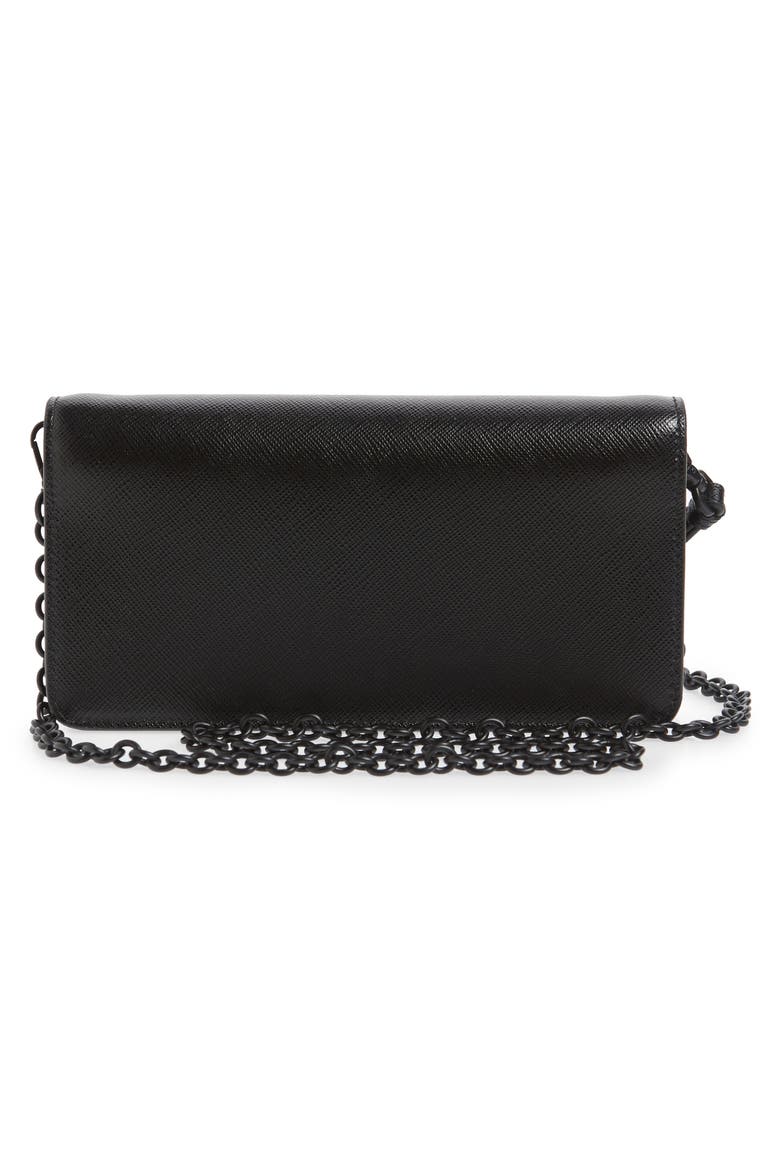 Saffiano Leather Wallet on a Chain, Alternate, color, NERO