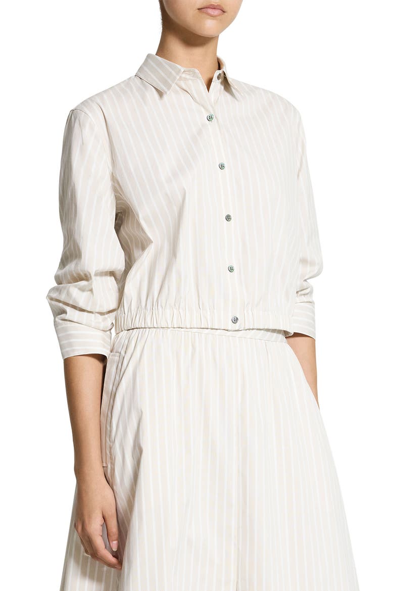 Stripe Fixed Sleeve Cotton Blend Button-Up Shirt, Alternate, color, SAND MULTI