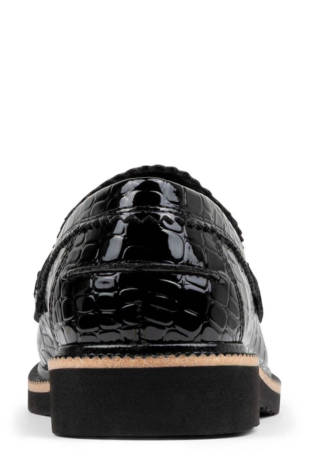 Donald Pliner Croc Embossed Loafer, Alternate, color, Black Patent