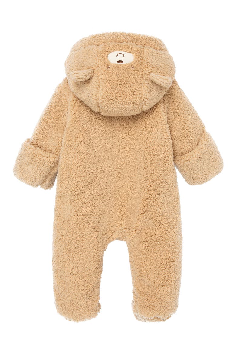 Kids' Faux Shearling Bear Pramsuit, Alternate, color, TAN