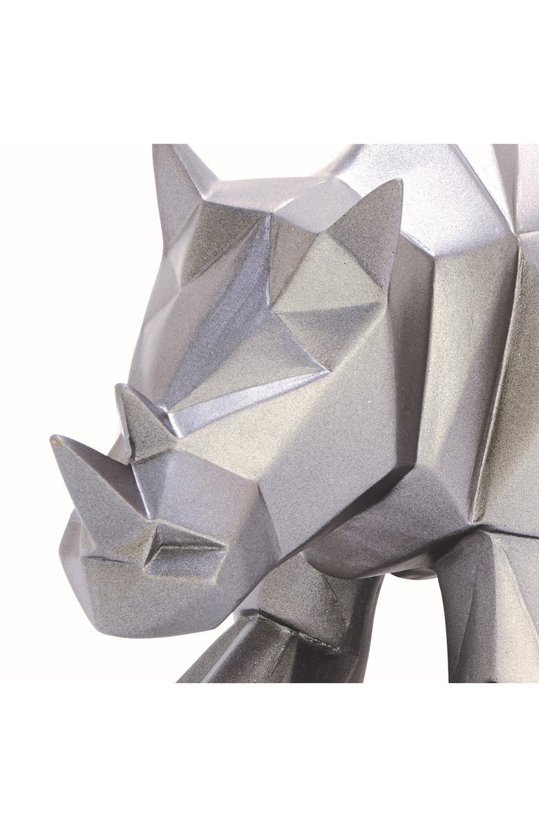 COSMO BY COSMOPOLITAN Silver Polystone Modern Rhino Sculpture, Alternate, color, Silver