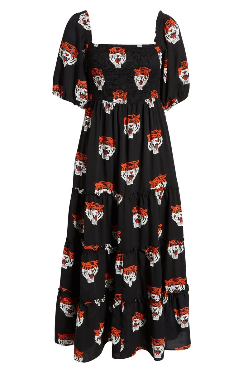 Dressed in Lala Smocked Maxi Dress, Alternate, color, Black Tigress