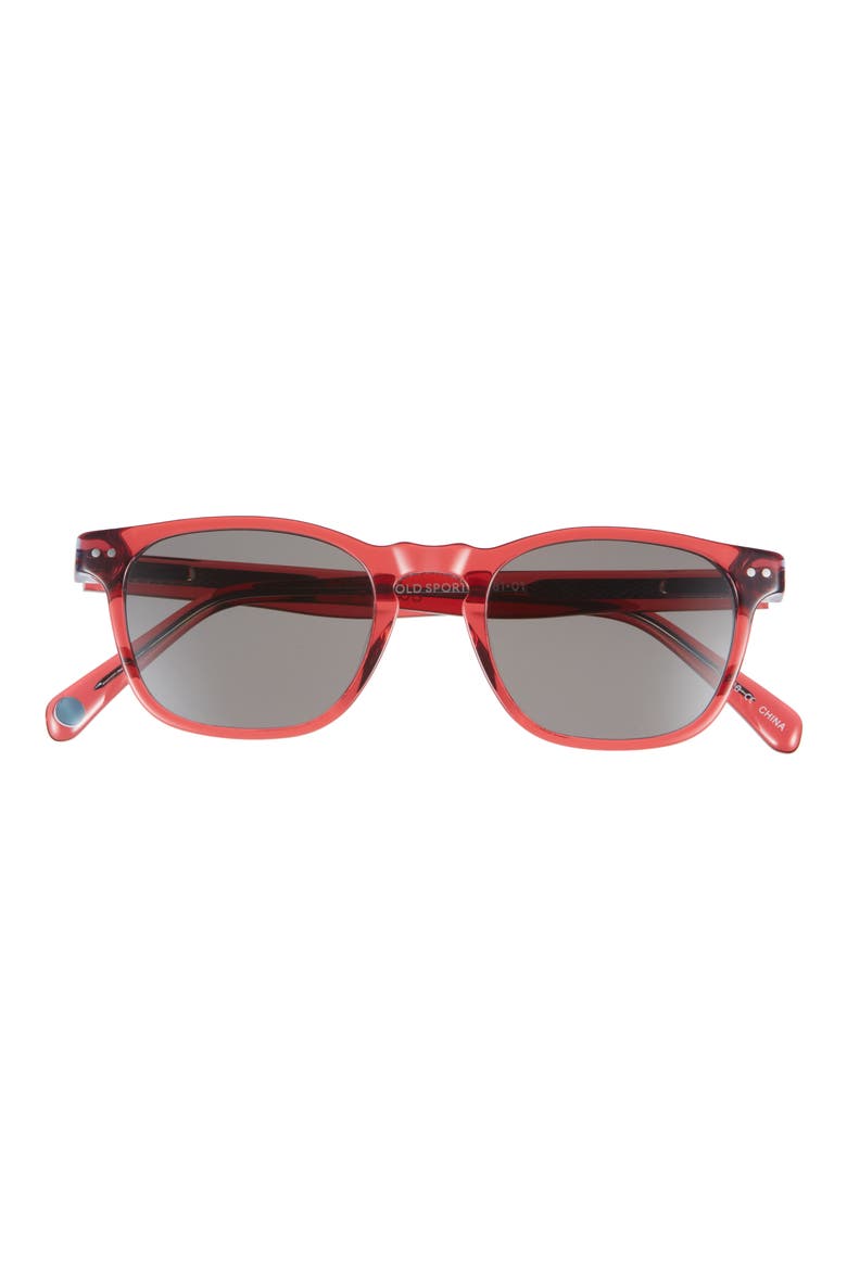Old Sport 47mm Polarized Rectangular Sunglasses, Main, color, RED LAYER FRONT AND TEMPLES
