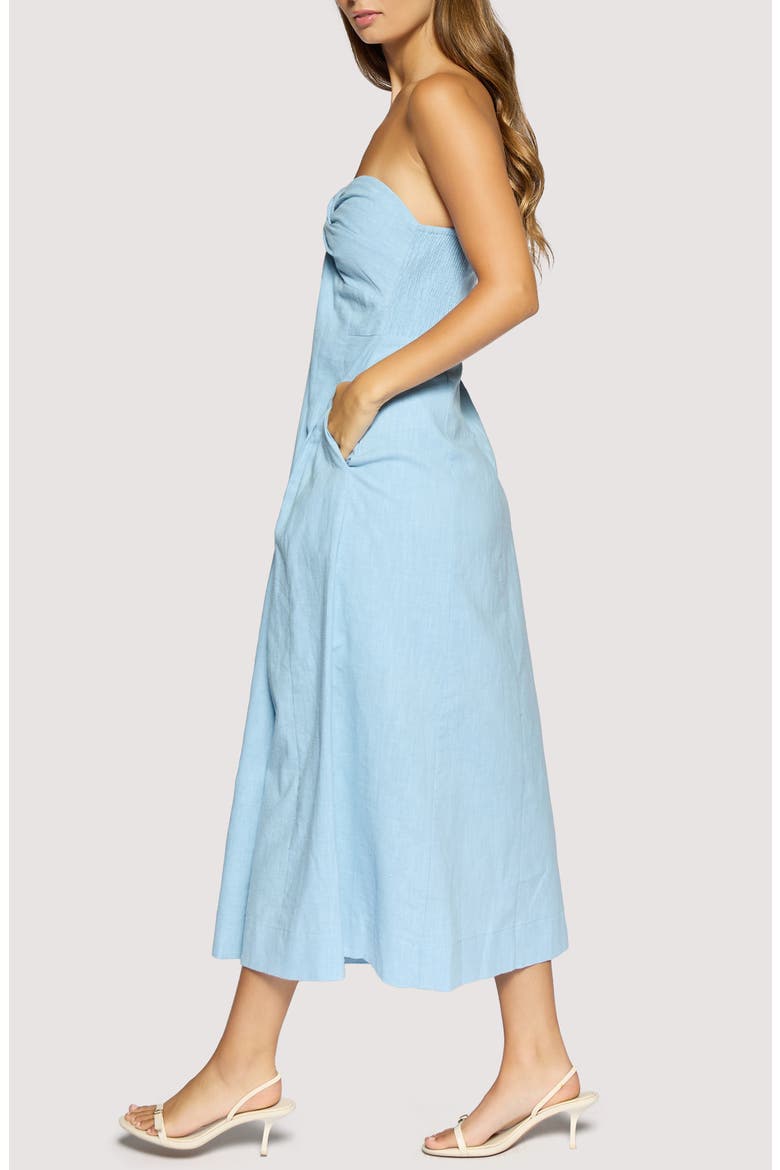 Coastal Voyage Linen & Cotton Dress, Alternate, color, LIGHT BLUE