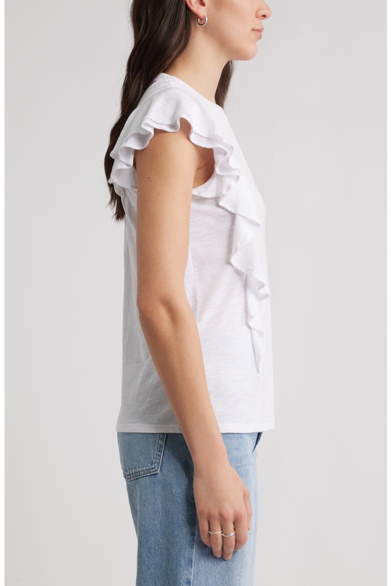 Cascade Ruffle Cotton Blend Top, Alternate, color, WHITE
