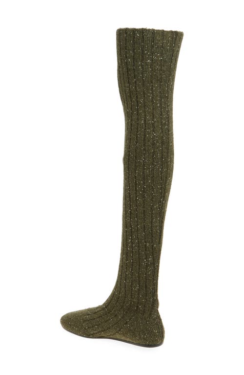 Jeffrey Campbell Linings Thigh-high Sock Boot In Olive