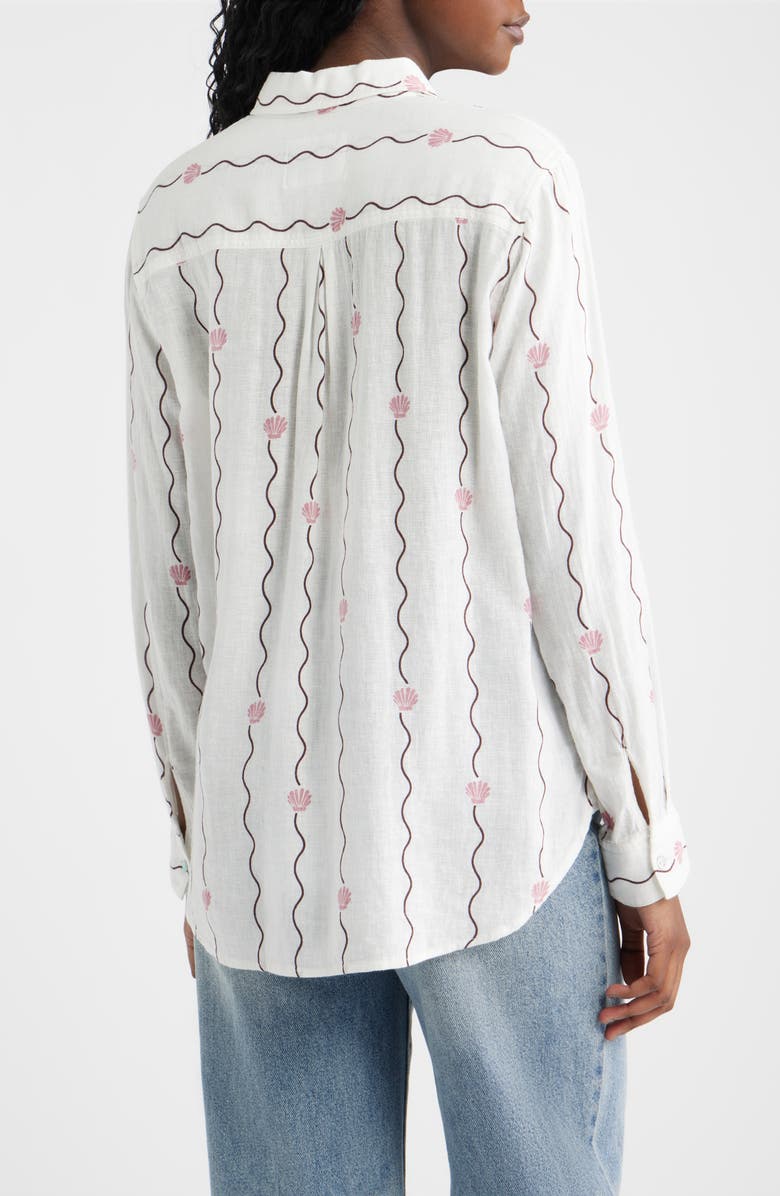 Rails Charli Seashell Stripe Linen Blend Button-Up Shirt, Alternate, color, Striped Seashells