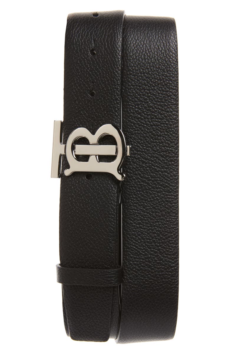 Burberry TB Monogram Leather Belt, Main, color, 