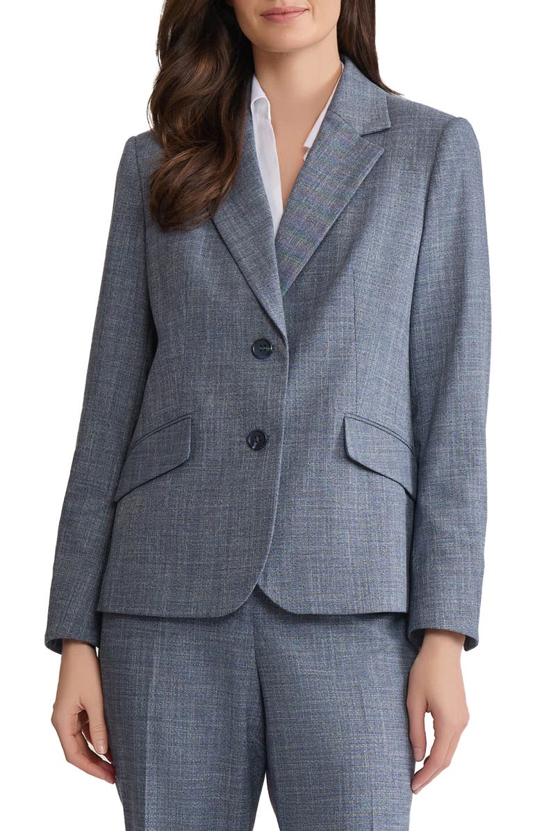 Jones New York Two-Button Blazer, Main, color, Mid Indigo