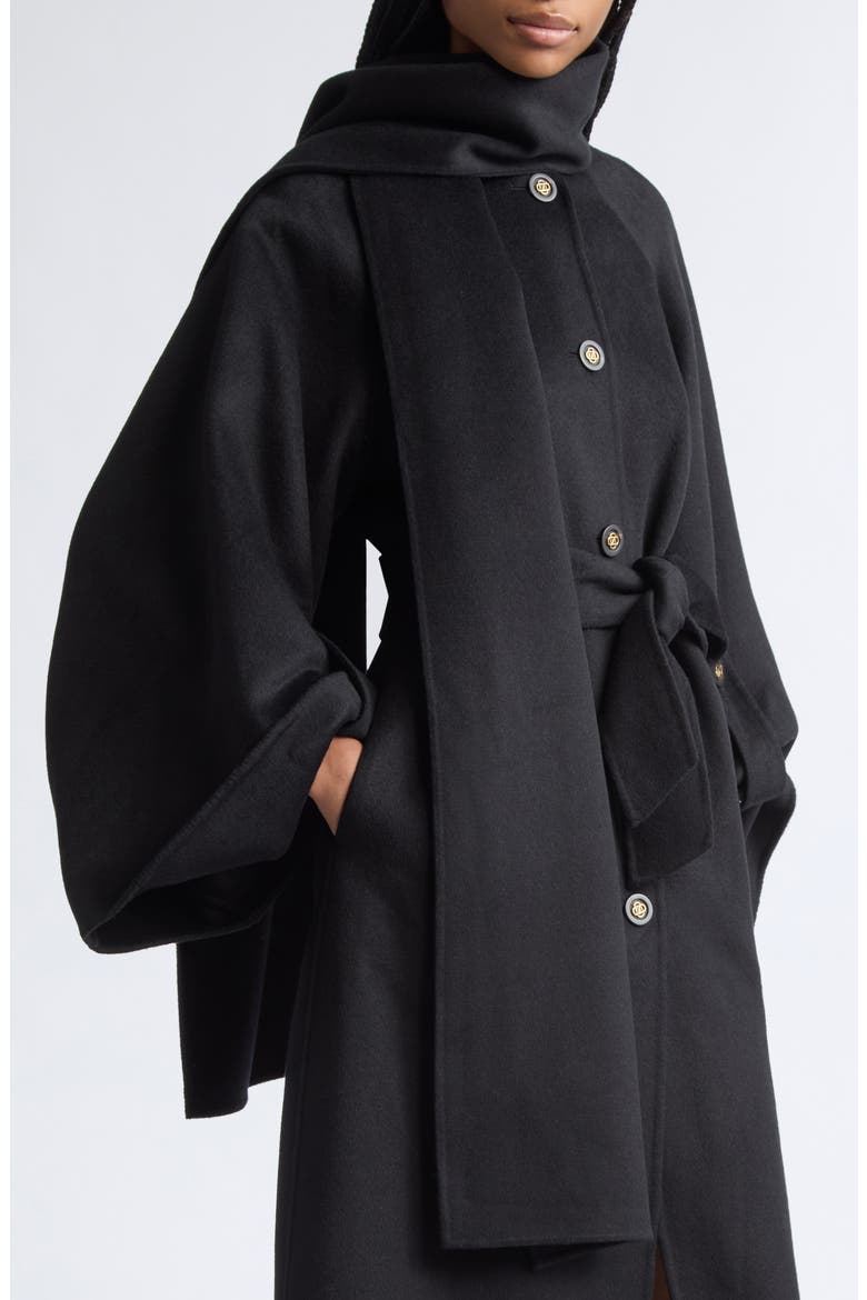Valiant Wool Blend Coat with Scarf, Alternate, color, BLACK