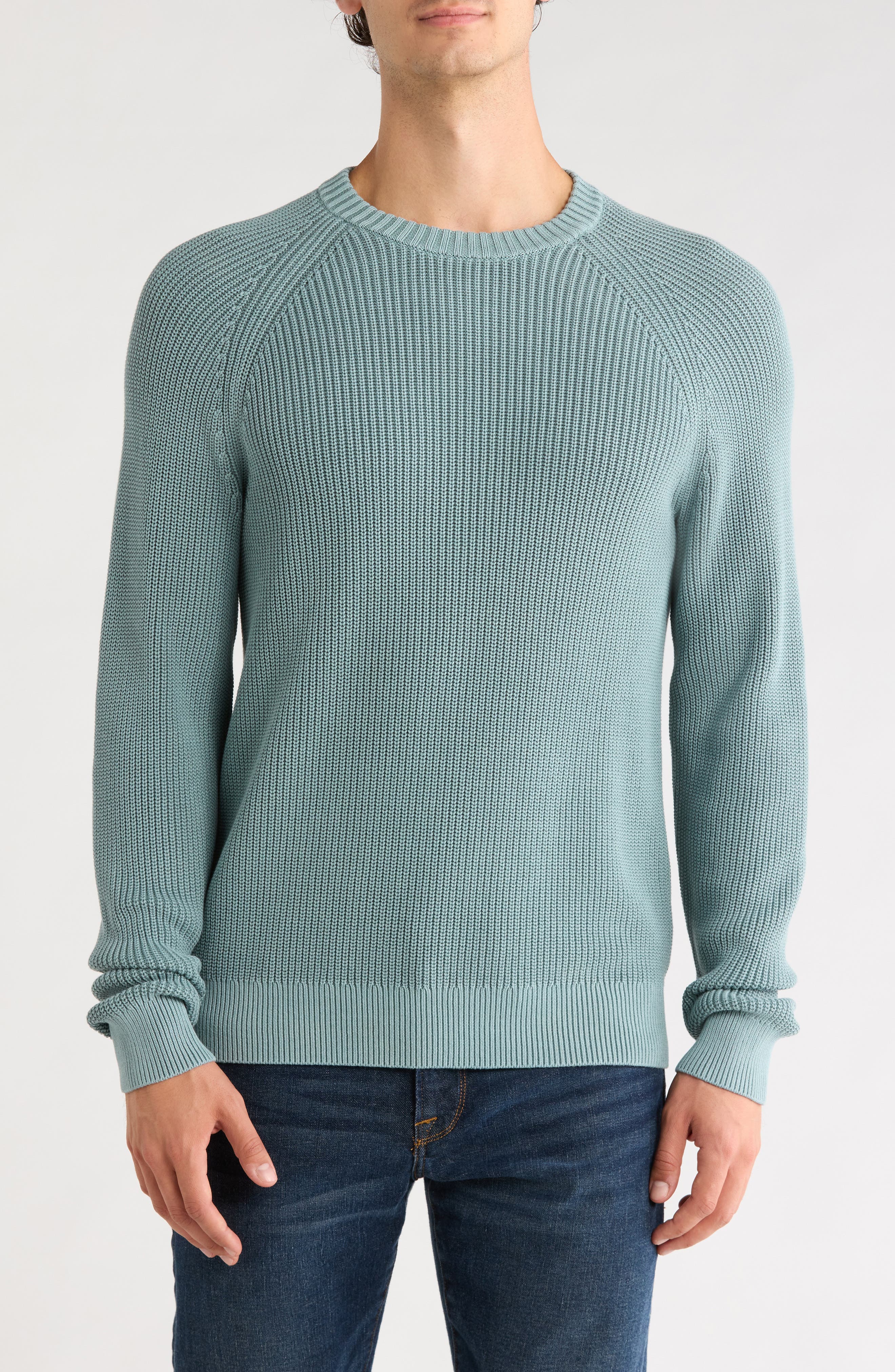 Shaker Stitch Cotton Crewneck Sweater