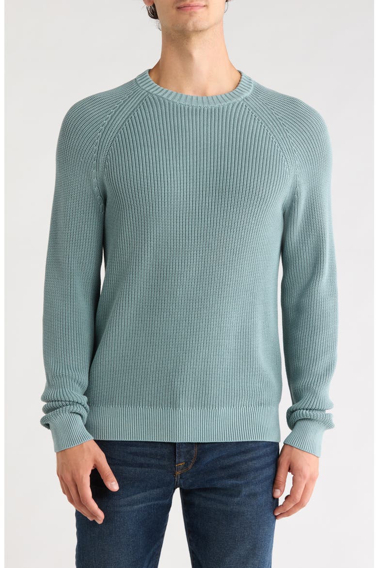Shaker Stitch Cotton Crewneck Sweater, Main, color, FADED RIVER