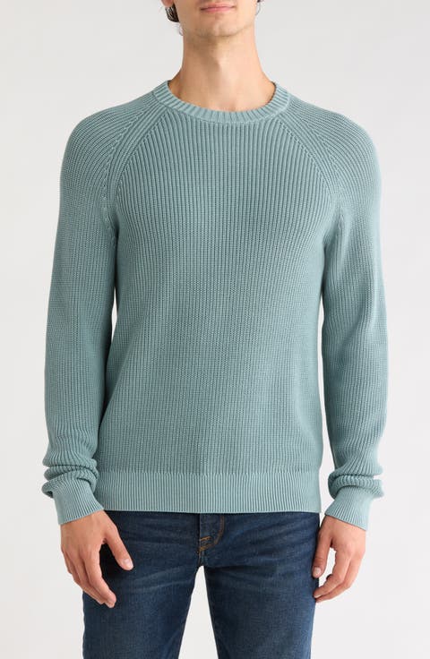 Shaker Stitch Cotton Crewneck Sweater
